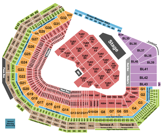Fenway Park Zac Brown Band Seating Chart